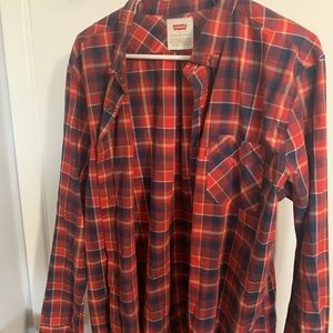 Mens LEVI’S Strauss Buffalo Plaid Trendy Hipster Button Down Shirt